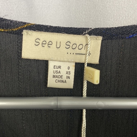 Anthropologie See U Soon Black Sparkle Multicoloured Blouse - Size XS - Picture 6 of 16